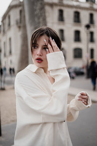 Oversized Tencel cord shirt luxury womens clothing