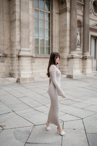 merino wool maxi dress Karina Knit Maxi Dress in Citrine & Camel Merino Wool M / Citrine/Camel