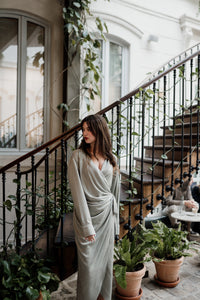 Tencel Maxi Wrap Dress in Sage Tencel Maxi Wrap Dress in Sage